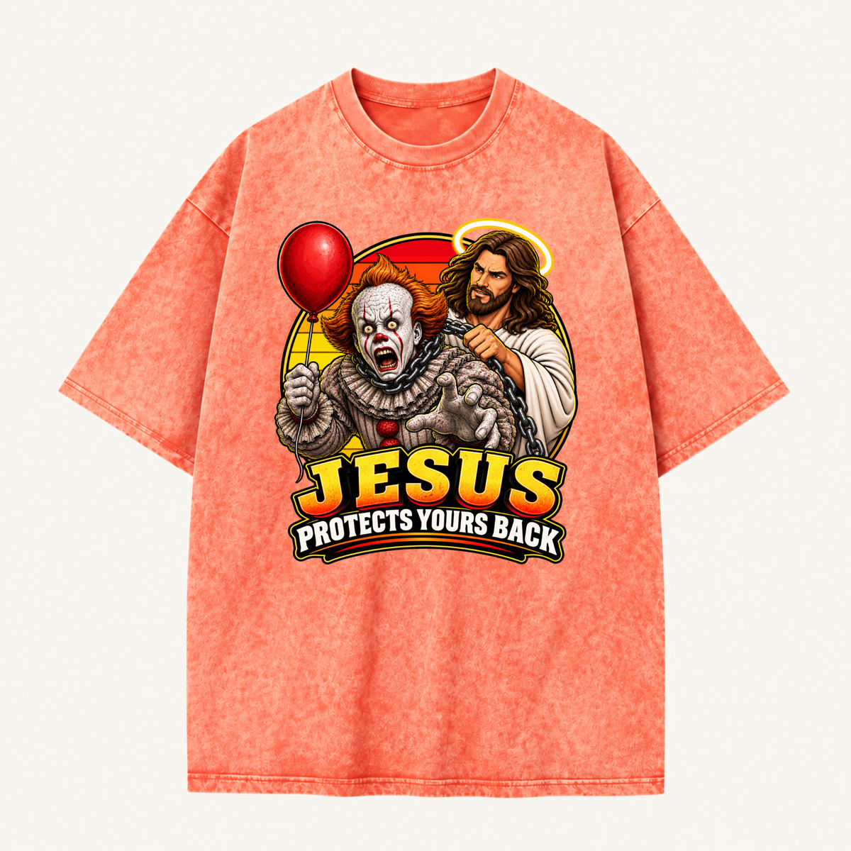 Jesus Vs Horror Washed T-Shirt 5