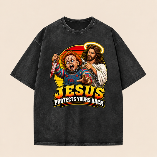Jesus Vs Horror Washed T-Shirt 6